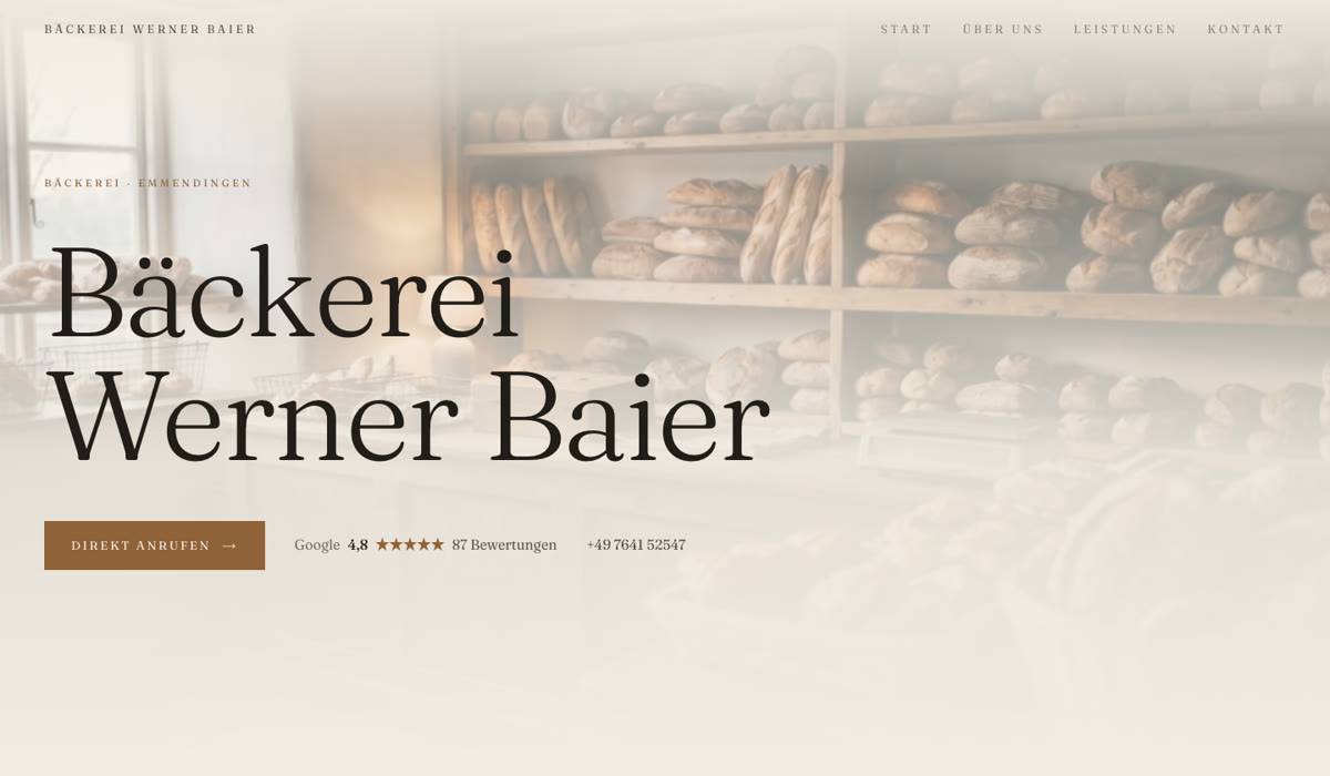Vorschau der Website für Bäckerei Werner Baier